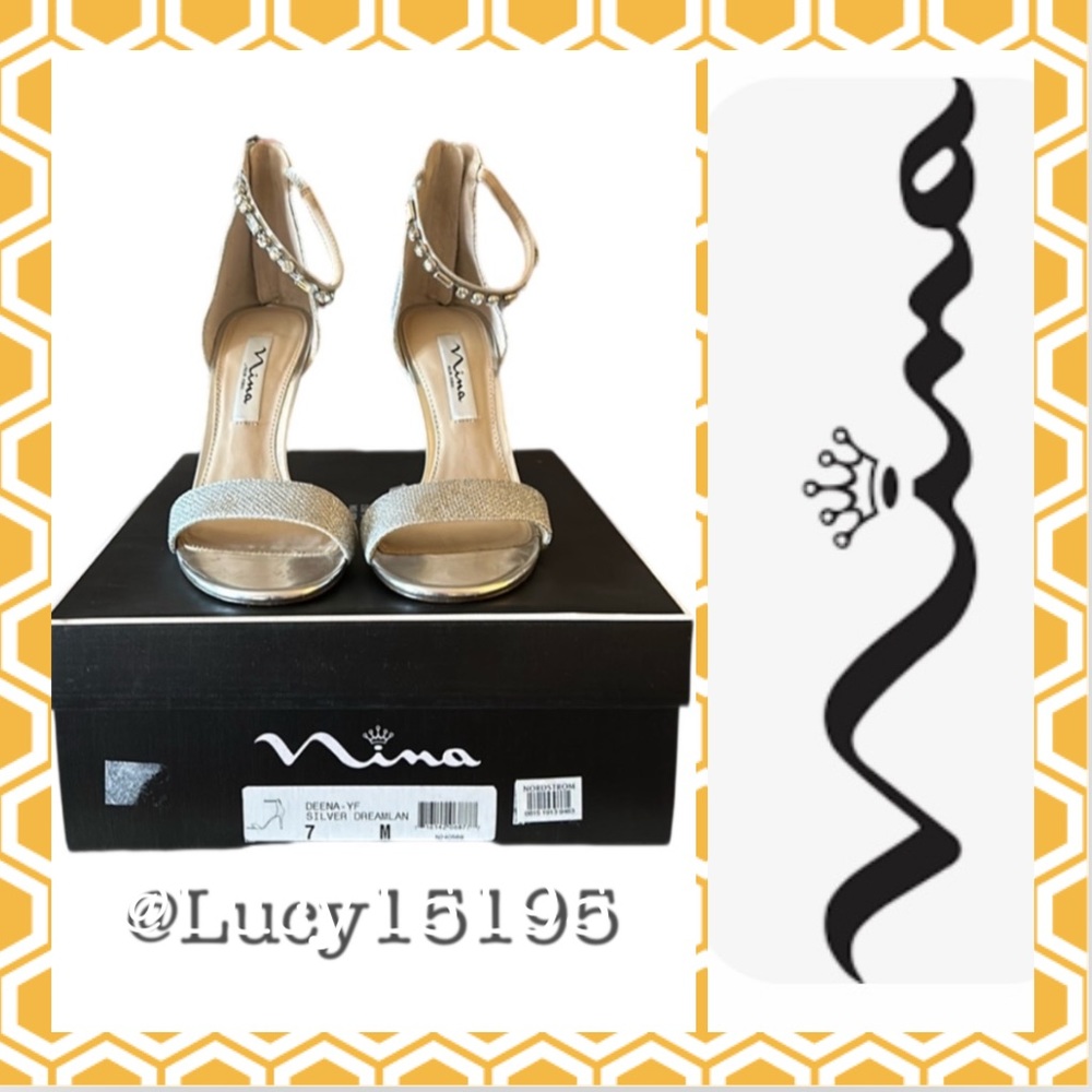 ❤️Nina New York Deena Dreamland Silver Metallic & Rhinestone Heels